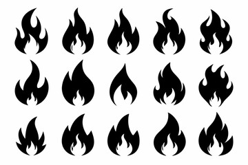 Fire icon vector set, Fire flame icons bundle	