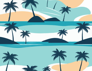 Tropical island with palm trees stock illustration