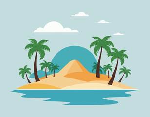 Tropical island with palm trees stock illustration