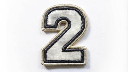 Number 2 embroidered patch on a white background, number, two, patch, white background, embroidered, sew-on, badge, emblem