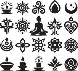 Meditation symbols silhouette vector  illustration