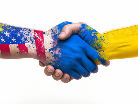 Partnership of Ukraine and USA concept. Close up, copy space, background. - Powered by Adobe