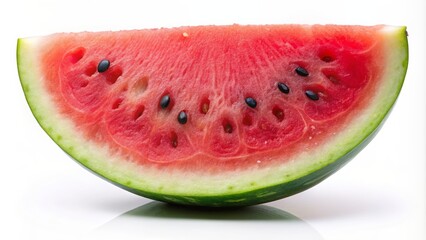 Fresh watermelon slice on white background, watermelon, fruit, juicy, refreshment, summer, red, green, sweet, snack, cut