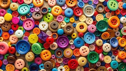 Fototapeta premium Colorful array of buttons for craft and DIY projects, buttons, crafts, DIY, colorful, arrangement, sewing, hobbies