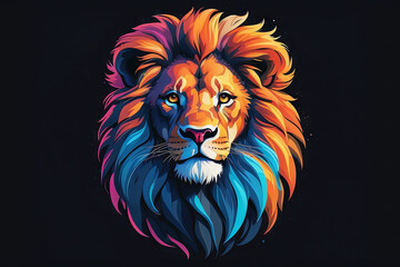a design lion headshot soft neon light