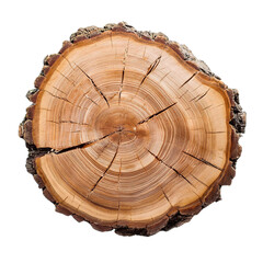 Fototapeta premium Group cross-section of tree trunk flying, isolated on white background 