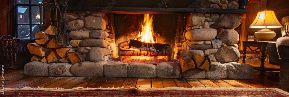Poster the room glows with warmth from the roaring fireplace, creating a tranquil atmosphere ideal for rela