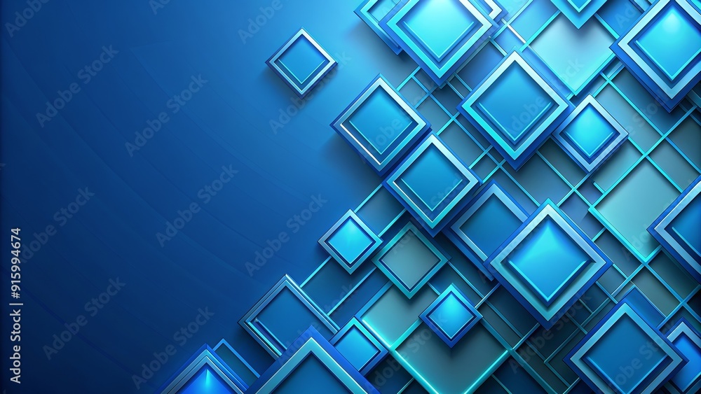 Wall mural Electric blue geometric squares on azure background, electric, blue, geometric, pattern, squares, vibrant, abstract