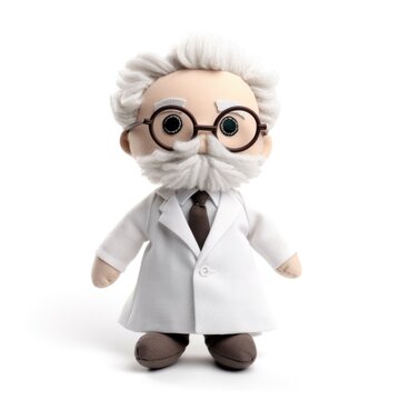 recommend clip art: doll toy old man doctor nurse in a white coat. felt toy . cute character.