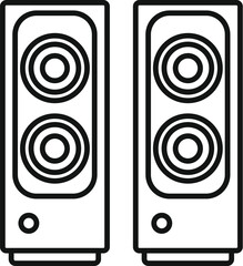 Line art icon of a pair of computer speakers, representing a modern approach to audio equipment