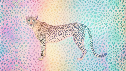 Obraz premium Pastel colored abstract wallpaper featuring a cheetah animal design, cheetah, animal, abstract, wallpaper, pastel, colors