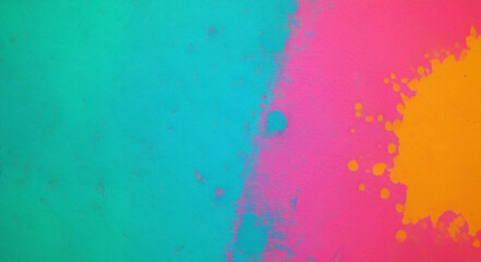 Fototapeta premium Vibrant abstract watercolor background featuring loose expressive brushstrokes and splatters in bold colors on a textured grungy surface.