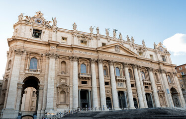The Architectural Sceneries of The Saint Peter’s Square (Piazza San Pietro) in Vatican City, Rome, Italy.