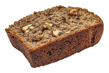 Freshly baked banana bread with walnuts, cut out - stock png.
