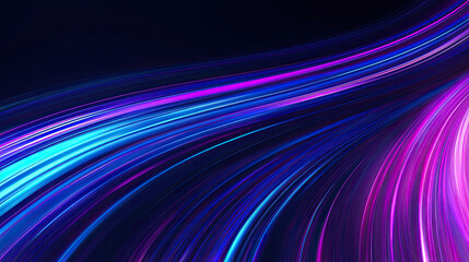 Fototapeta premium Abstract Background in Blue and Purple Neon Glow Colors - Speed of Light in Galaxy, Vibrant Cosmic Design, Dynamic Light Streaks, Futuristic Neon Illumination, Space Travel Effect