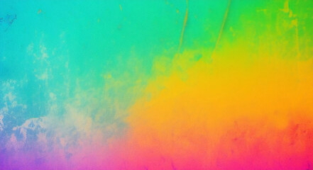 blue watercolor paint background design with colorful orange pink borders and bright center, watercolor bleed and fringe with vibrant distressed grunge texture