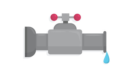 Water big null, industrial metal tap null faucet cartoon flat icon vector illustration