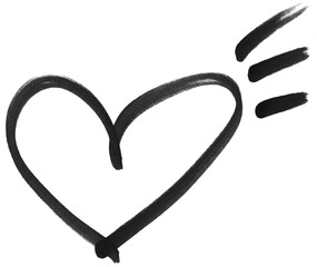 Heart Abstract hand drawing shape, scribble  comic emoticon element isolated on white background .