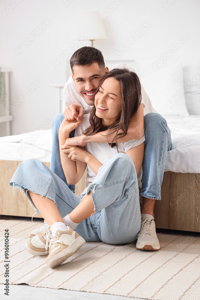 Canvas Prints happy young couple in bedroom