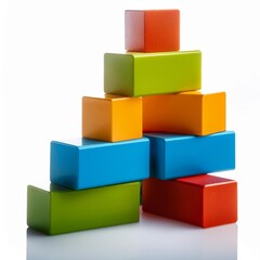 Obraz premium Stack of isolated colorful building blocks