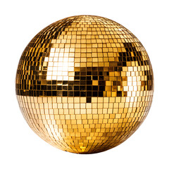golden disco ball isolated on transparent background