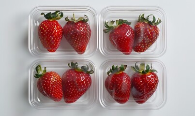 Beautiful view of fresh red strawberry plantation from fruit farm Generate AI