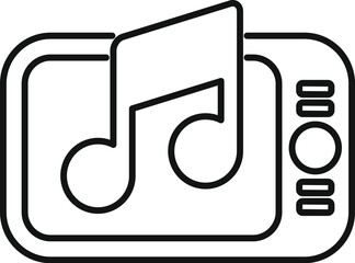 Music player device playing audio files, simple black and white icon