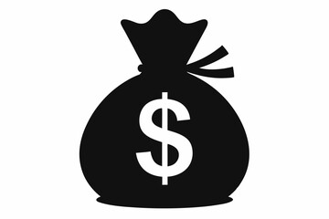 
Money bag silhouette, Money bag with dollar icon. vector illustration
