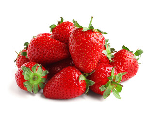 Many sweet strawberries on white background