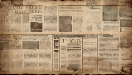 Naklejka premium Newspaper paper grunge vintage old aged texture background. Generated image