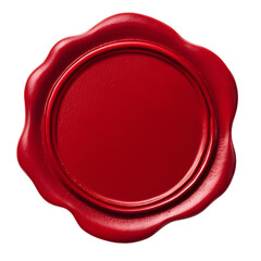 red wax seal with empty area isolated on transparent background
