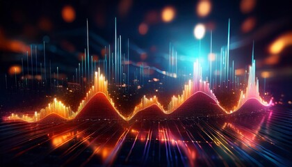 Stock market chart lines, financial graph on technology abstract background chart. Generated image