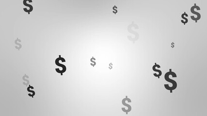 loop animated floating dollar money in grey background