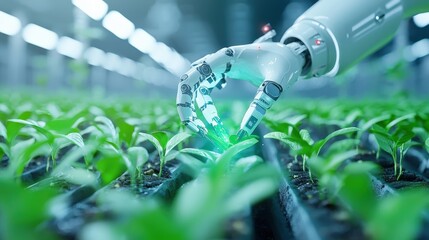 Robot harvesting crops with holographic guidance