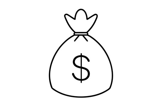 recommend clip art: Money bag line art vector, Money bag with dollar outline icon. vector illustration
                    