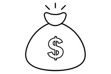 Money bag line art vector, Money bag with dollar outline icon. vector illustration
