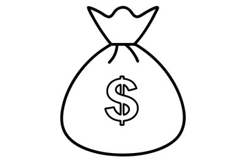 Money bag line art vector, Money bag with dollar outline icon. vector illustration
