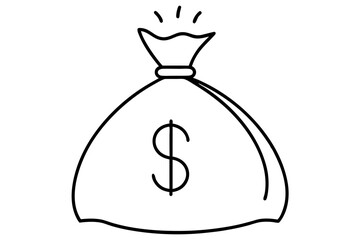 Money bag line art vector, Money bag with dollar outline icon. vector illustration
