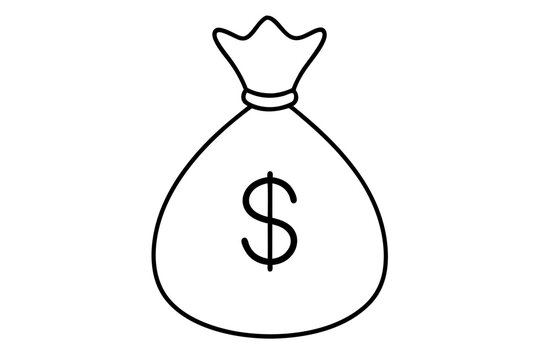 recommend clip art: Money bag line art vector, Money bag with dollar outline icon. vector illustration
                    