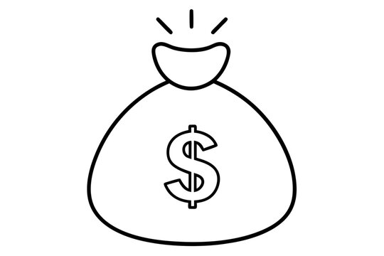 recommend clip art: Money bag line art vector, Money bag with dollar outline icon. vector illustration
                    