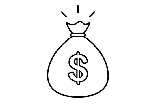 recommend clip art: Money bag line art vector, Money bag with dollar outline icon. vector illustration
                    