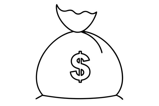 recommend clip art: Money bag line art vector, Money bag with dollar outline icon. vector illustration
                    