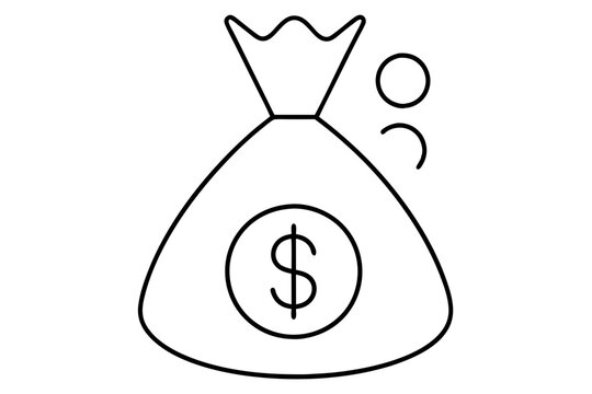 recommend clip art: Money bag line art vector, Money bag with dollar outline icon. vector illustration
                    