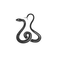 Fototapeta premium Black and white illustration of a coiled snake