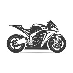 Black and White Illustration of a Modern Sport Motorcycle