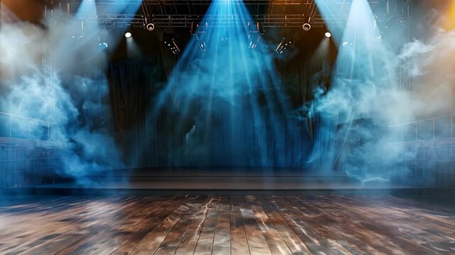 elegance old vintage theater with smoke and spotlight shine