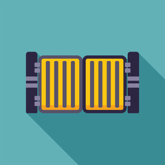 Yellow automatic double leaf gate closing, modern entrance design element for your projects