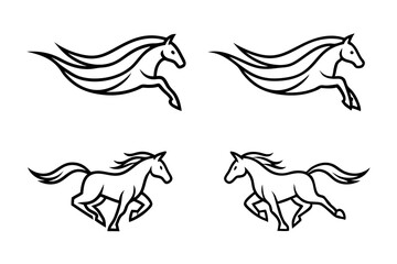 Wind Rider Iconic Horse Silhouette Vector Illustration – Line Art and Outline Design