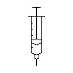 syringe with insulin line icon vector. syringe with insulin sign. isolated contour symbol black illustration
