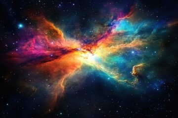 Obraz premium Stunning Colorful Nebula Illuminated by Stars in the Cosmos
